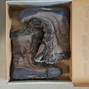 The North Face Brown and Gray Fur Boots